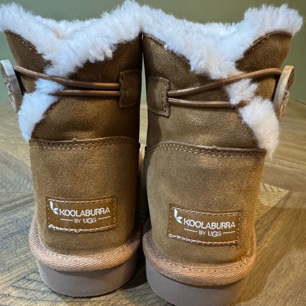 Koolaburra by UGG, Nalie Mini Chestnut Fur Lined Button Boots Women’s size 5 - Picture 3 of 16